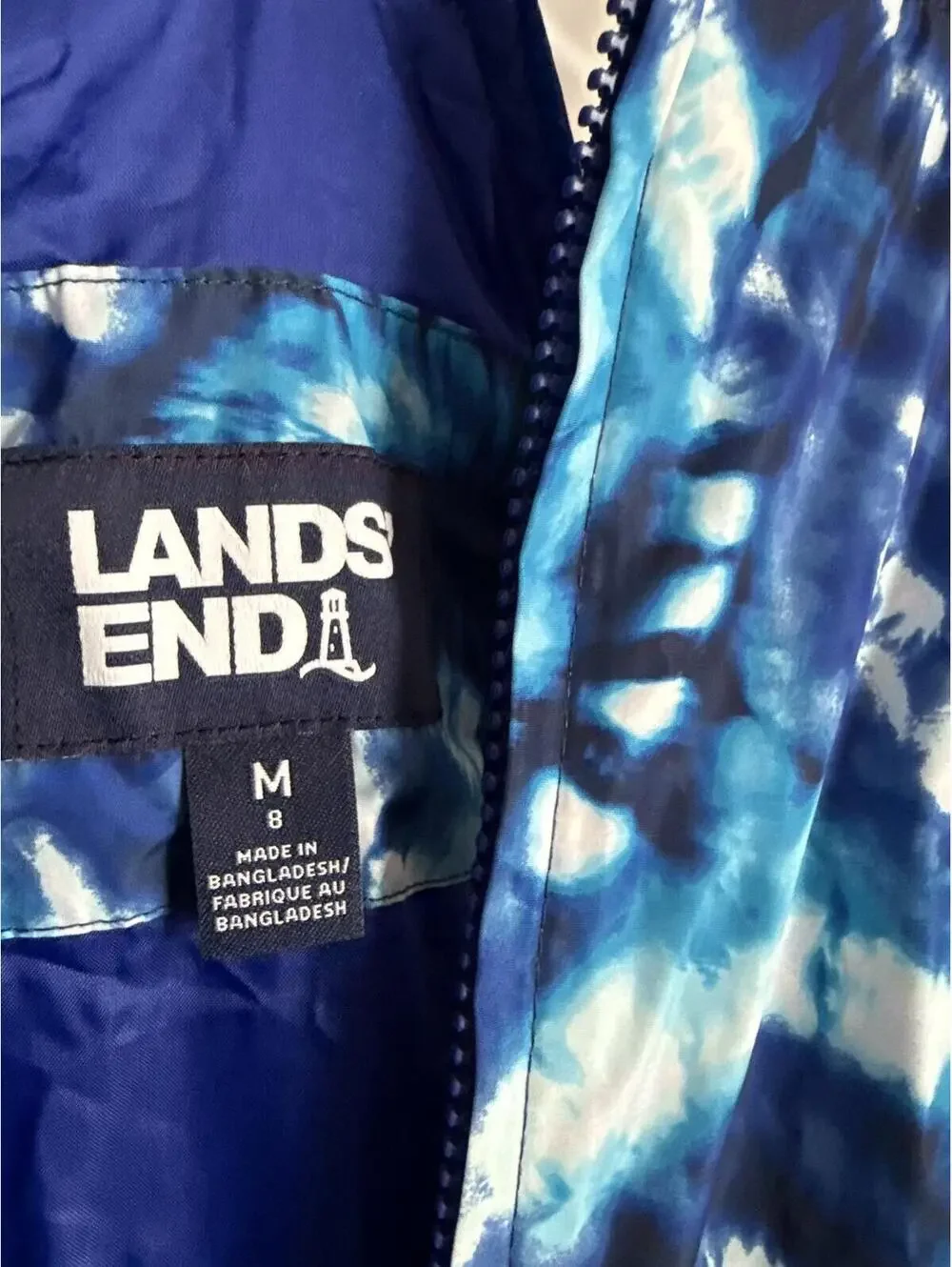Lands' End Blue Tie-Dye Ski & Snow Bib Overalls Medium